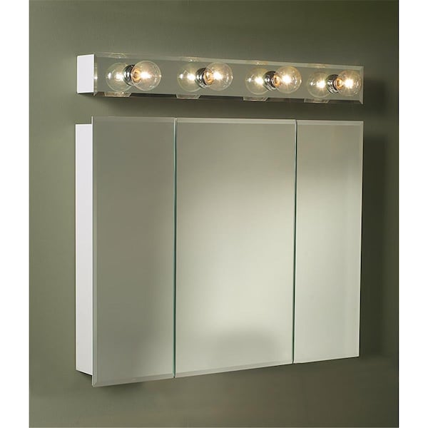 Deluxdesigns 30 x 28 in. Horizon 3 Door Bevel Edge Medicine Cabinet with Stainless Steel Glass, Basic White DE3037314 - main